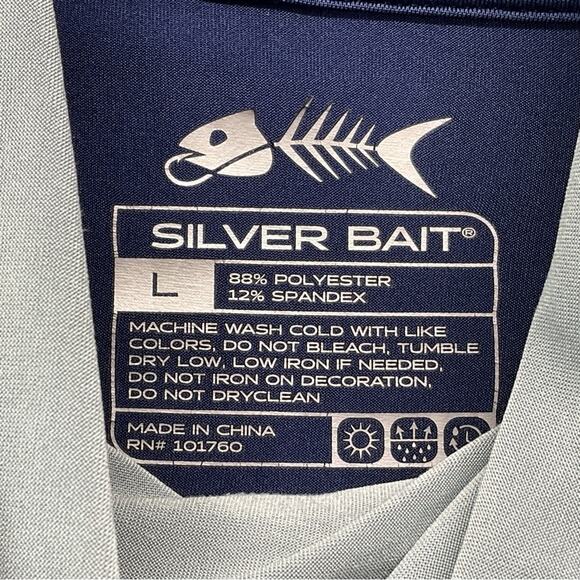 Silver Bait Fishing Hoodie Men's Size L Blue Lime Long Sleeve Boating Beach Pool - Picture 2 of 5